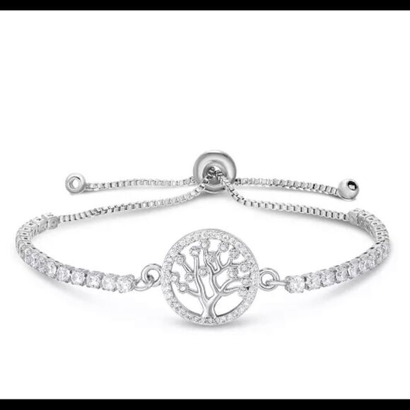 Tree Of Life Silver Cubic Zirconia Bracelet - Picture 1 of 5